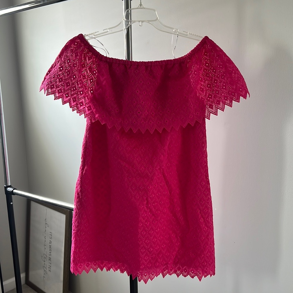 NWT pink eyelet off the shoulder dress